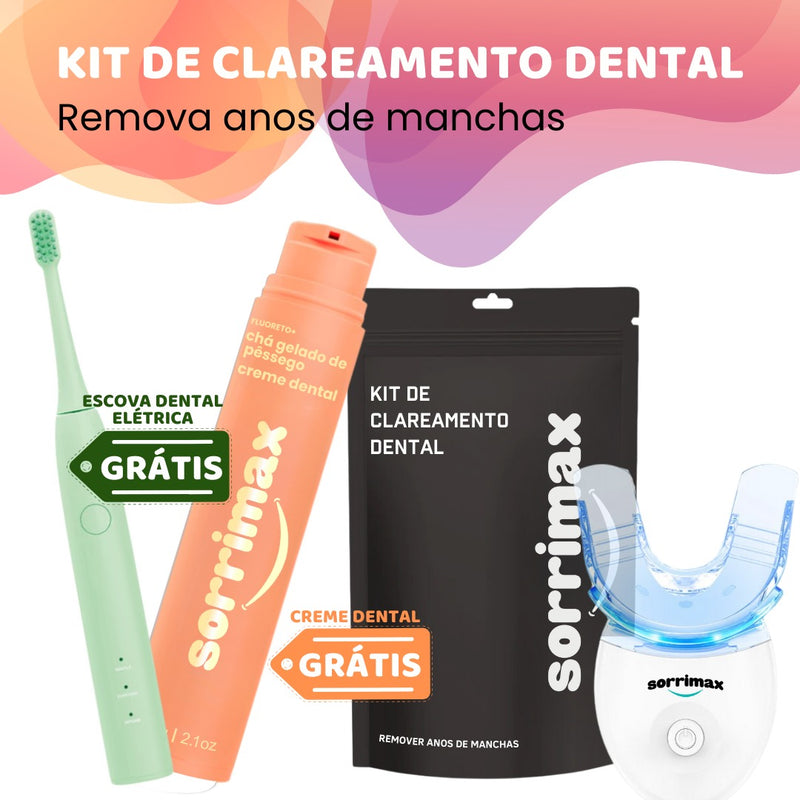 [3 em 1] KIT Clareador Dental Sorrimax® Led [ LEVE GRÁTIS + 1 Escova dental elétrica Supersônica + 1 Creme dental branqueador]