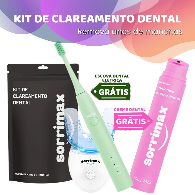 [3 em 1] KIT Clareador Dental Sorrimax® Led [ LEVE GRÁTIS + 1 Escova dental elétrica Supersônica + 1 Creme dental branqueador]